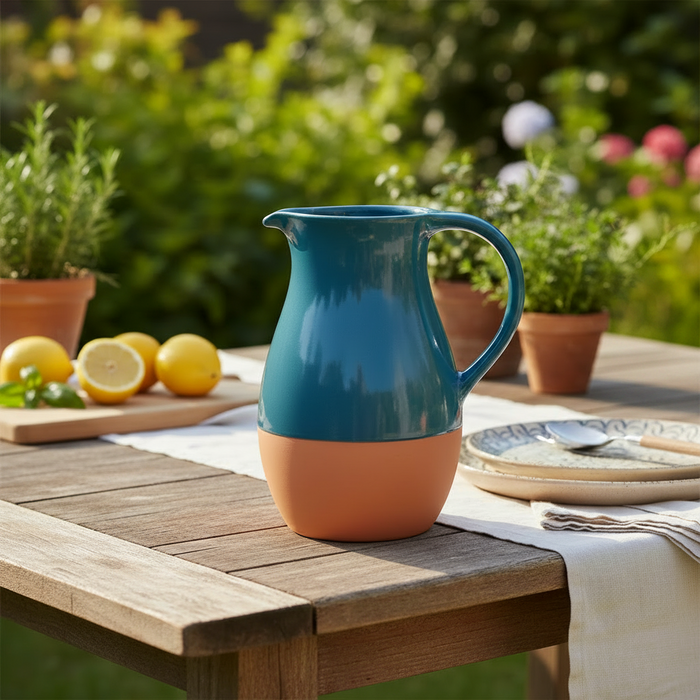 Sintra Terracotta Jug – 3L Stoneware Serving Jug for Water, Juice & Outdoor Dining. Ink Blue