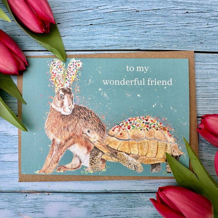Wonderful Friend Hare and Tortoise | Eco Friendly Card Cute