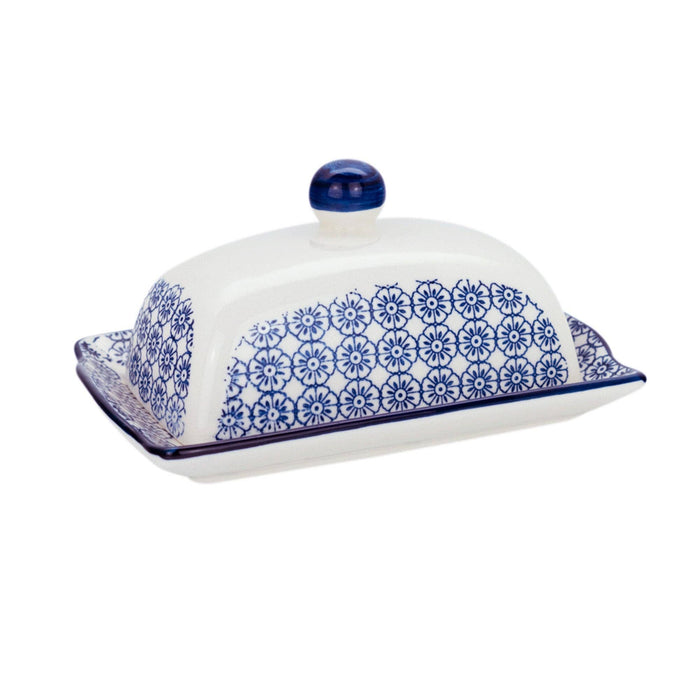Nicola Spring Patterned Butter Dish with Lid  Blue Flower