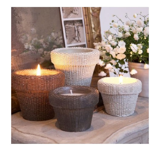 Linen Flower Pot Candle - Small