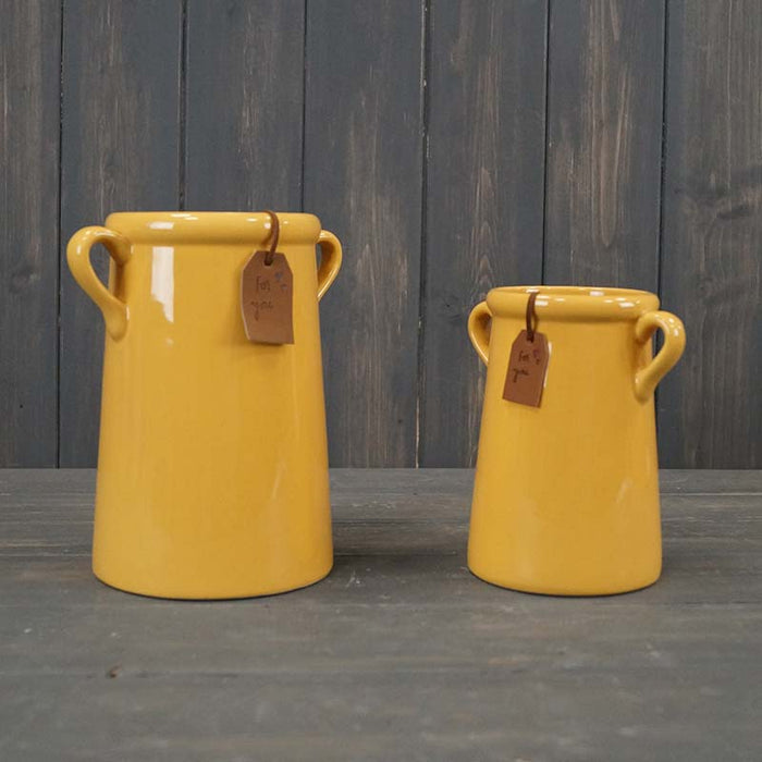 Yellow Handle Urn Vase - Two Sizes
