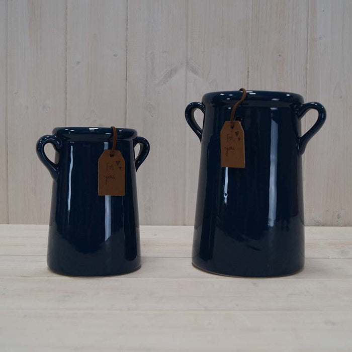 Blue Handle Urn Vase - Two Sizes
