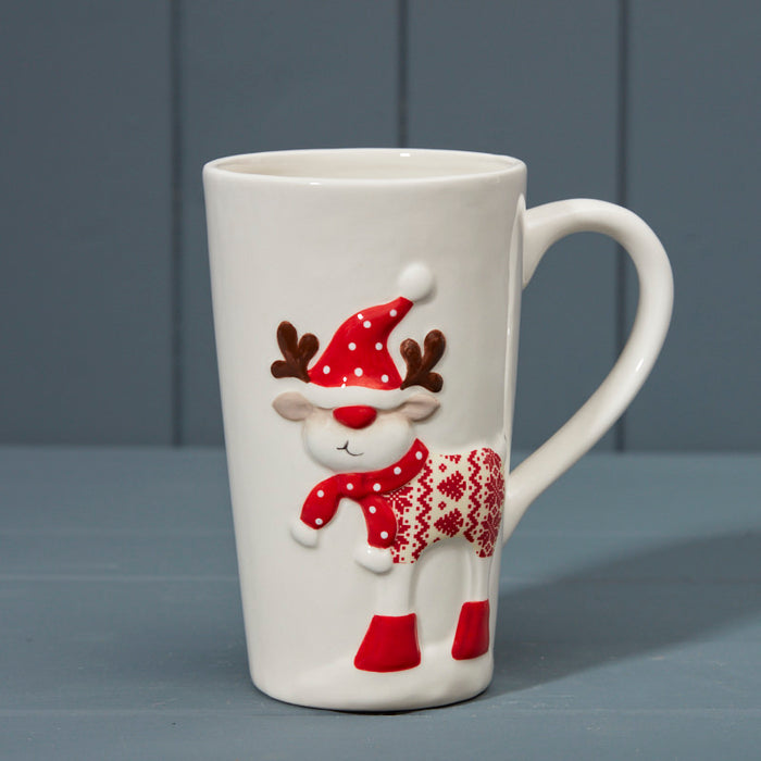 Christmas Mug - Tall Reindeer Mug 15cm