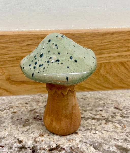 Small Ceramic Toadstool Green - 9.5cm