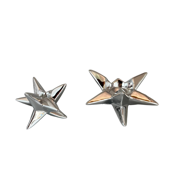 Suzanne Silver Star Candlestick. Two sizes