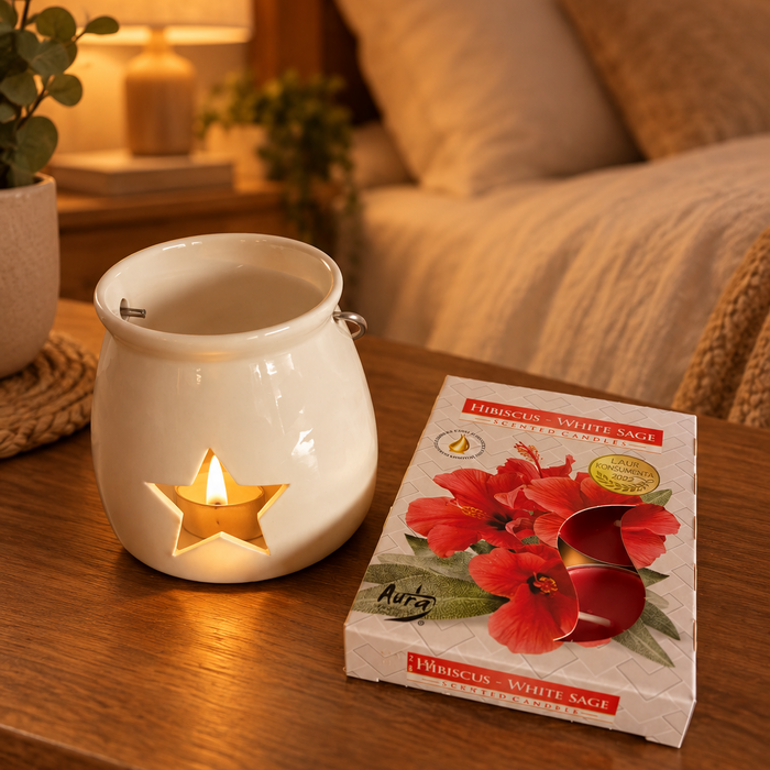 Hibiscus & White Sage Scented Tealights Set of 6 | 4 Hour Fragrance Candles