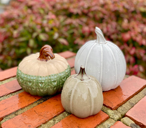 Ceramic Pumpkin Taupe - 10cm
