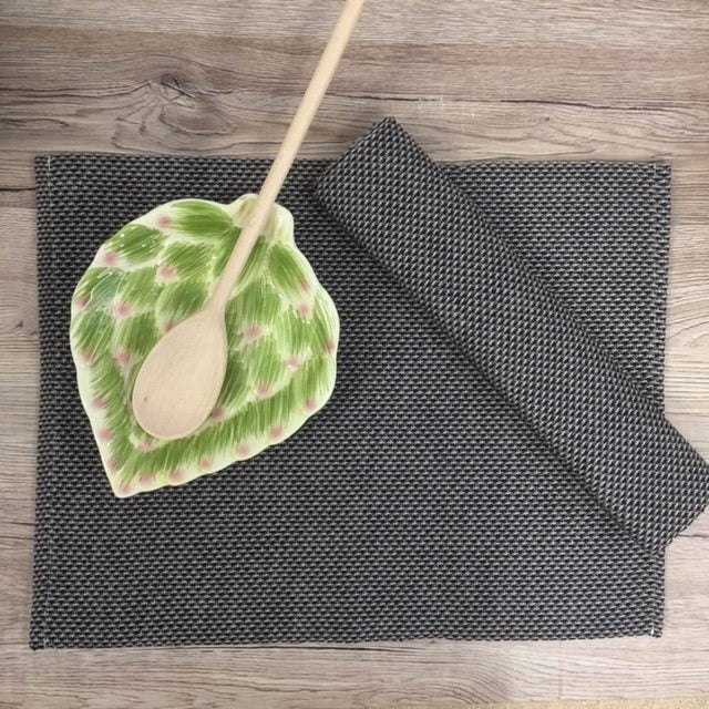 Charcoal Grey Woven Cloth Placemats Set