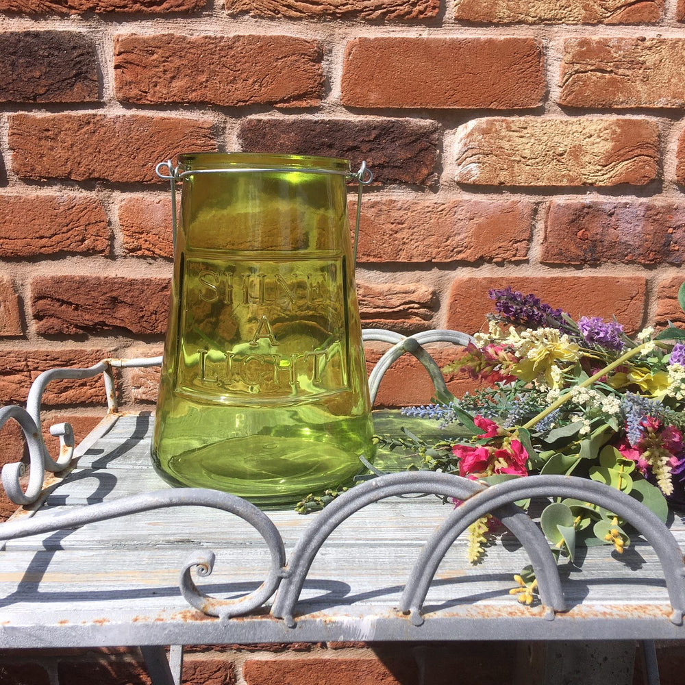 Shine a Light Green Glass Lantern Vase