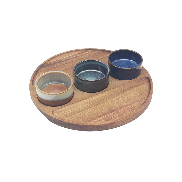 Acacia Lustre Round Tray 3 Serving Dishes