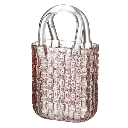 Pink Glass Weaved Bag with Handles - GingerInteriors.co.uk