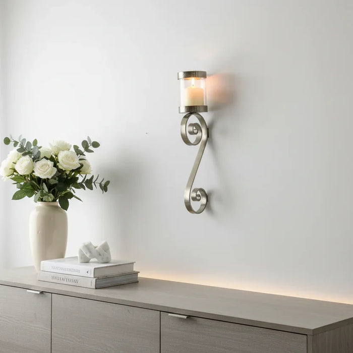 Wall Sconce - Silver Ornate Scroll - GingerInteriors.co.uk