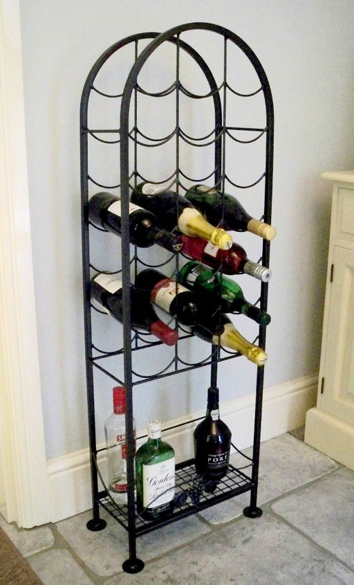 Wine Cage - 22 Bottle Freestanding Black Metal wine Rack