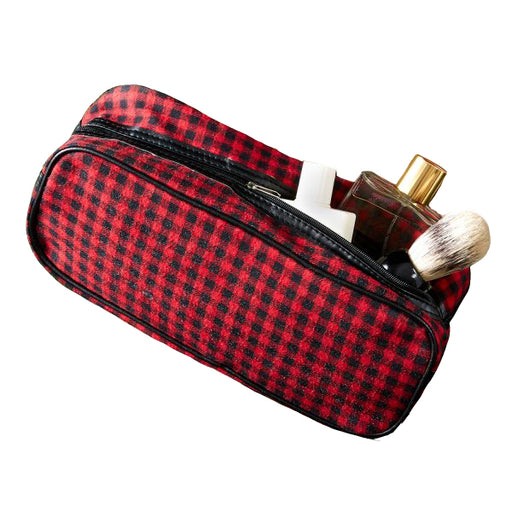 Red Black Buffalo Check Wash Bag