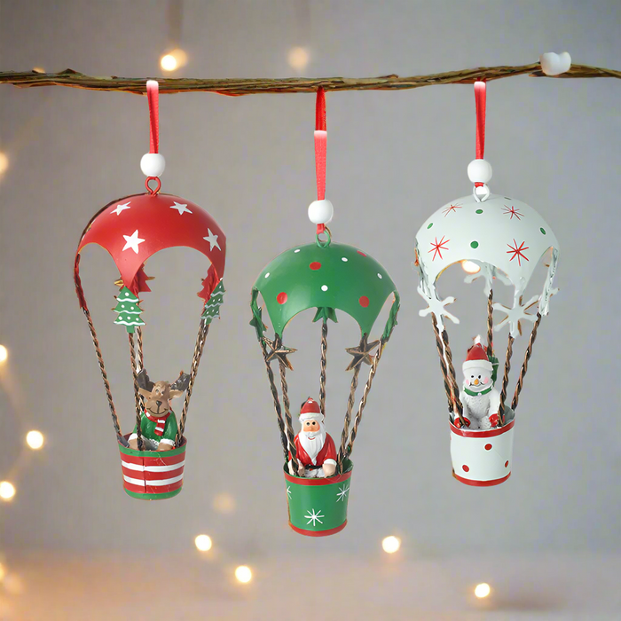Balloon Christmas Tree Decorations - Snowman, Santa and Reindeer