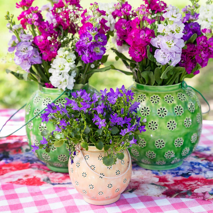 Metal Pink & Green Geometric Flower Lantern | Small |