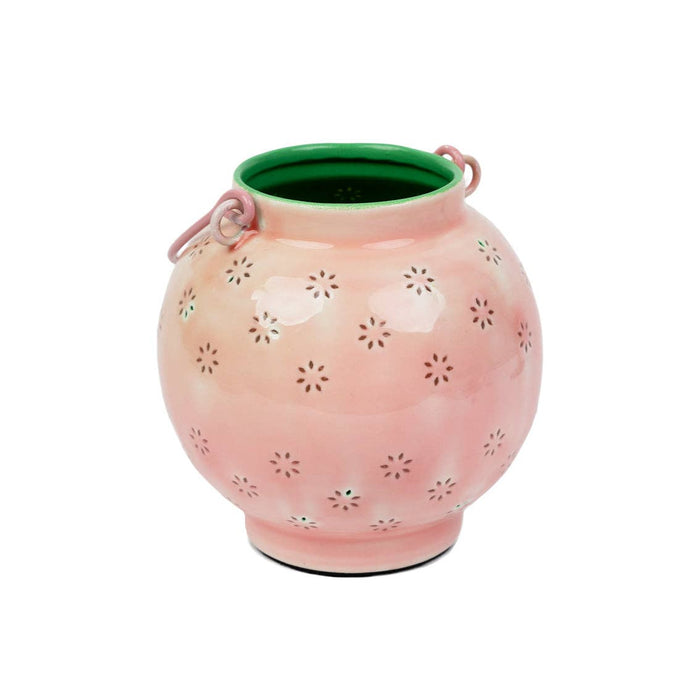 Metal Pink & Green Geometric Flower Lantern | Small |