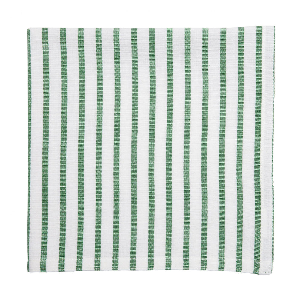 Lene Bjerre Cotton Striped Green White Serviettes