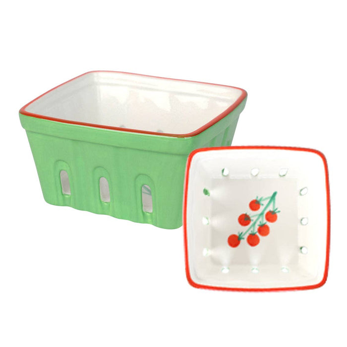 Tomato Ceramic Punnet – 15cm Stoneware Fruit & Vegetable Bowl for Kitchen Décor