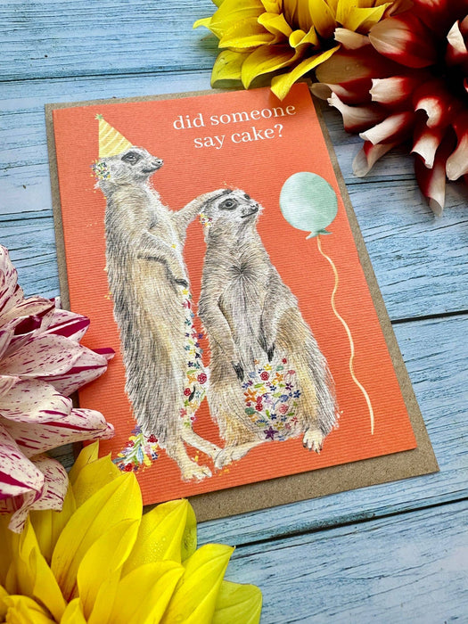 Meerkats Cake Birthday |  Eco Friendly Card  Cute Colourful