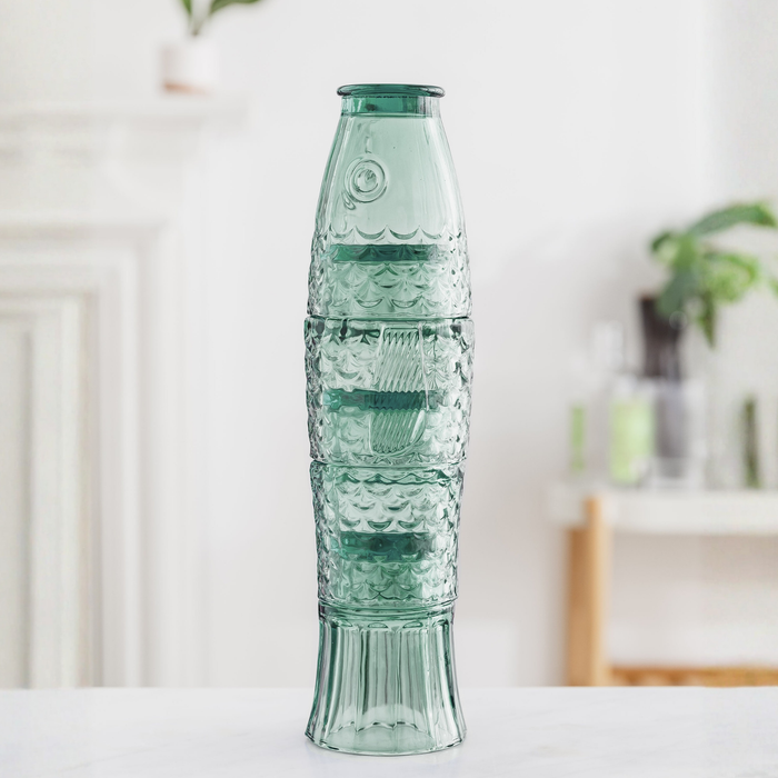 Fish Stacking Drinking Glass - Set of 4 - Green