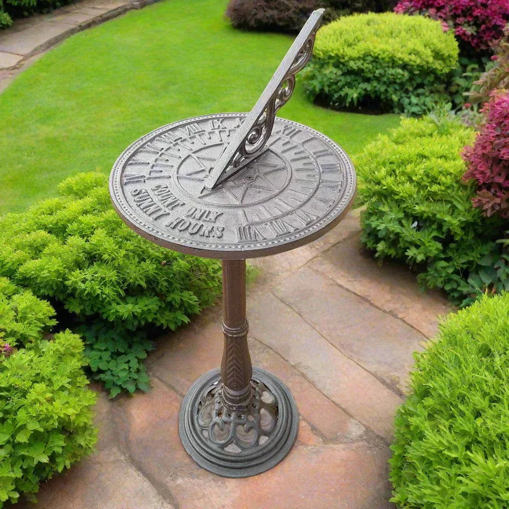 Cast Iron Free Standing Sunny Hours Garden Sundial - DS ...