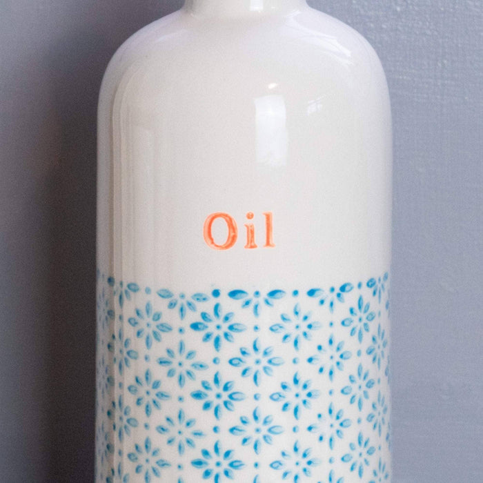 Nicola Spring Hand-Printed OliveOil Bottle Blue Orange 500ml-PRE
