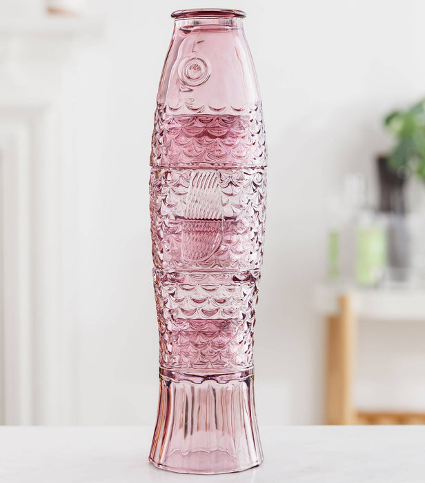 Fish Stacking Drinking Glass - Set of 4 Pink