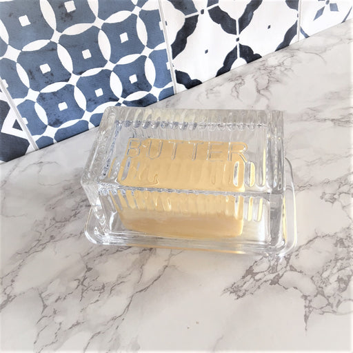 Country Cristel Pressed Glass Butter Dish