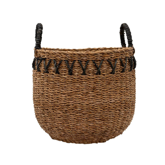 Haora Seagrass Baskets Set of 3 with Black Detail | Handwoven Natural Storage