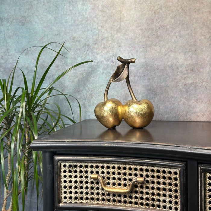 Gold Cherry Ornament – Decorative Cherry Sculpture for Modern Home Décor