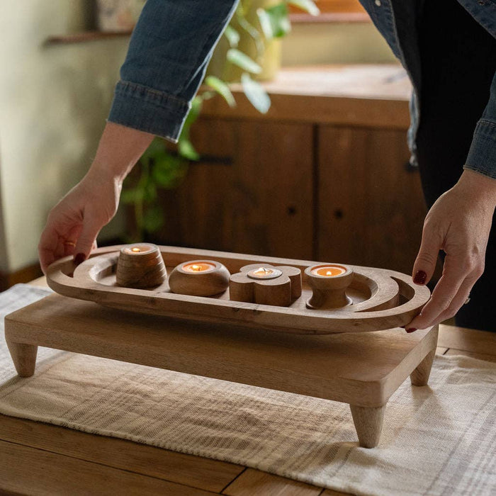 Beynac Wooden Table Riser – Mango Wood Serving & Display Stand