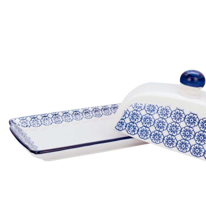 Nicola Spring Patterned Butter Dish with Lid  Blue Flower