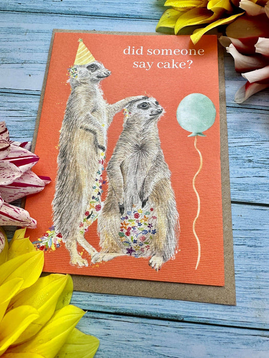 Meerkats Cake Birthday |  Eco Friendly Card  Cute Colourful