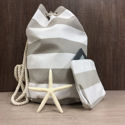 Grey Striped Duffle Bag Set