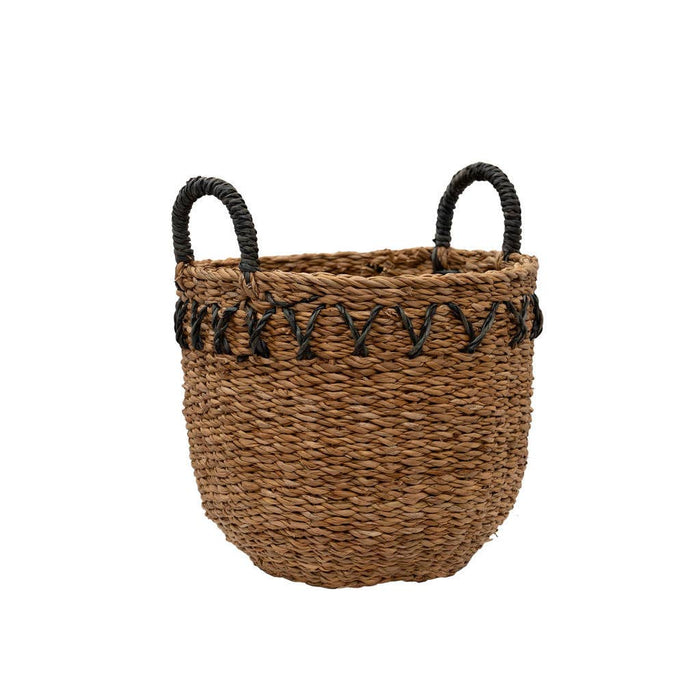 Haora Seagrass Baskets Set of 3 with Black Detail | Handwoven Natural Storage