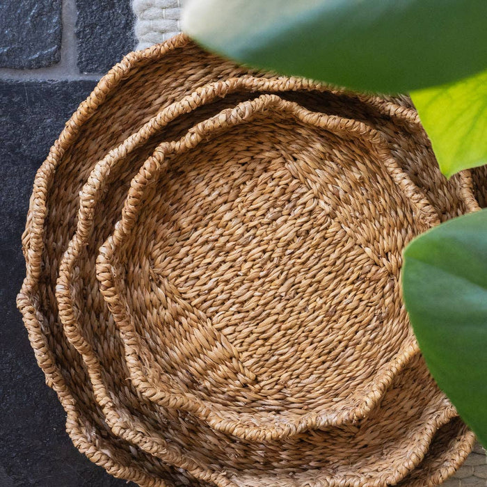 Bangali Seagrass Storage Baskets with Lid – Set of 3 Woven Baskets