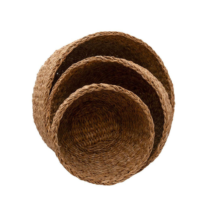 Bangali Seagrass Storage Baskets with Lid – Set of 3 Woven Baskets