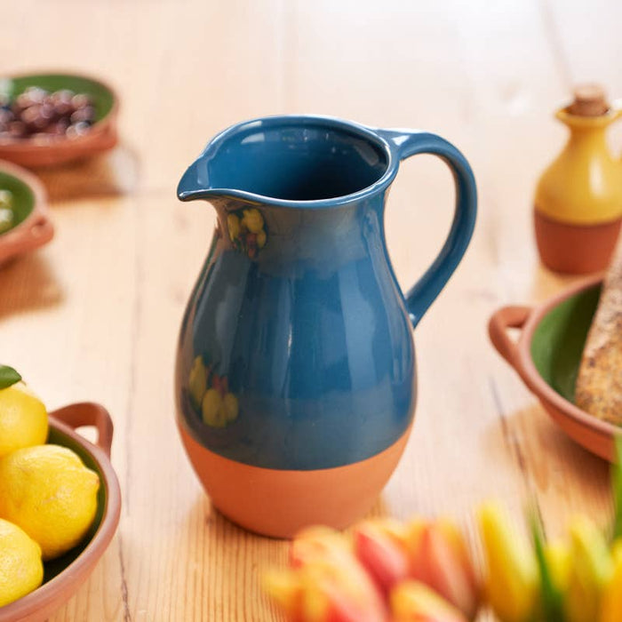 Sintra Terracotta Jug – 3L Stoneware Serving Jug for Water, Juice & Outdoor Dining. Ink Blue
