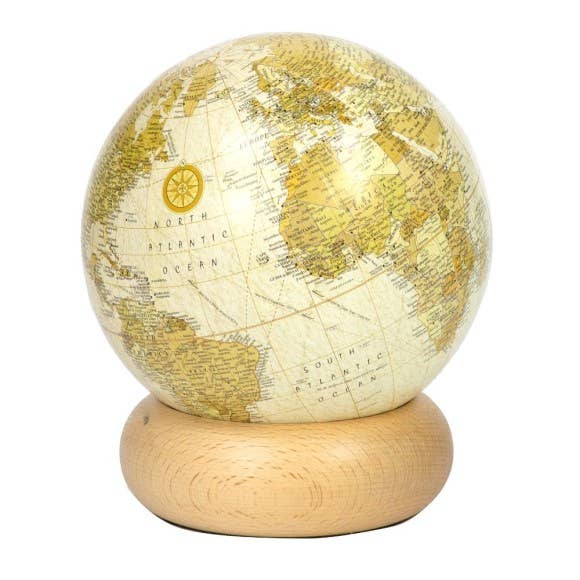Marco Polo Mini Globe 13cm | Vintage Style Aged Effect Political Map with Wooden Base