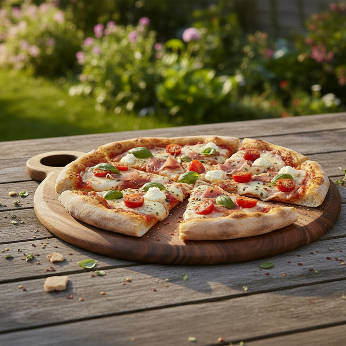 Pessac Acacia Wood Serving Board – Round Pizza Board with Handle