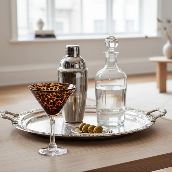 Large Martini Glass Leopard Print