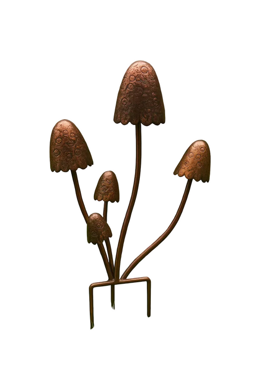 Handmade bronze powder coated mushrooms stake 80cm - GingerInteriors.co.uk