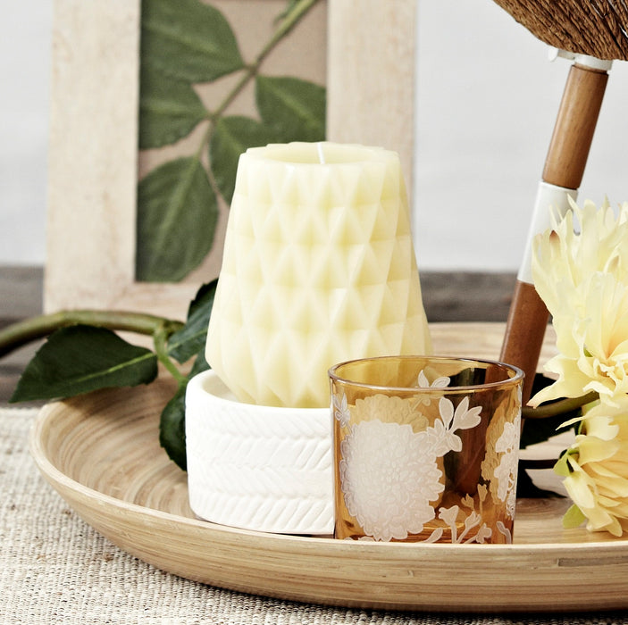 Lene Bjerre Yellow Diamond Carved Candle