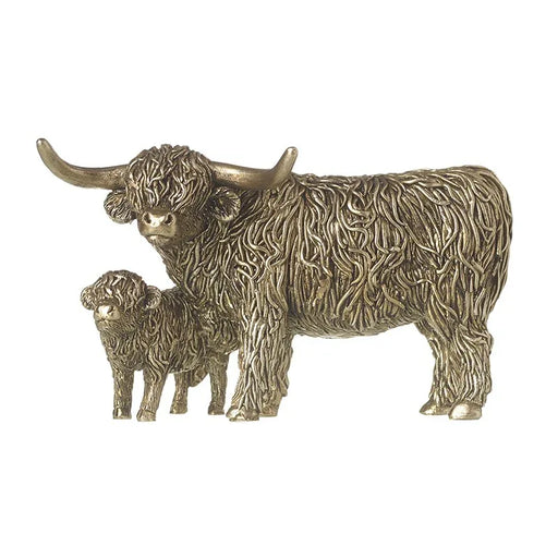 Gold Highland Cow & Calf - GingerInteriors.co.uk