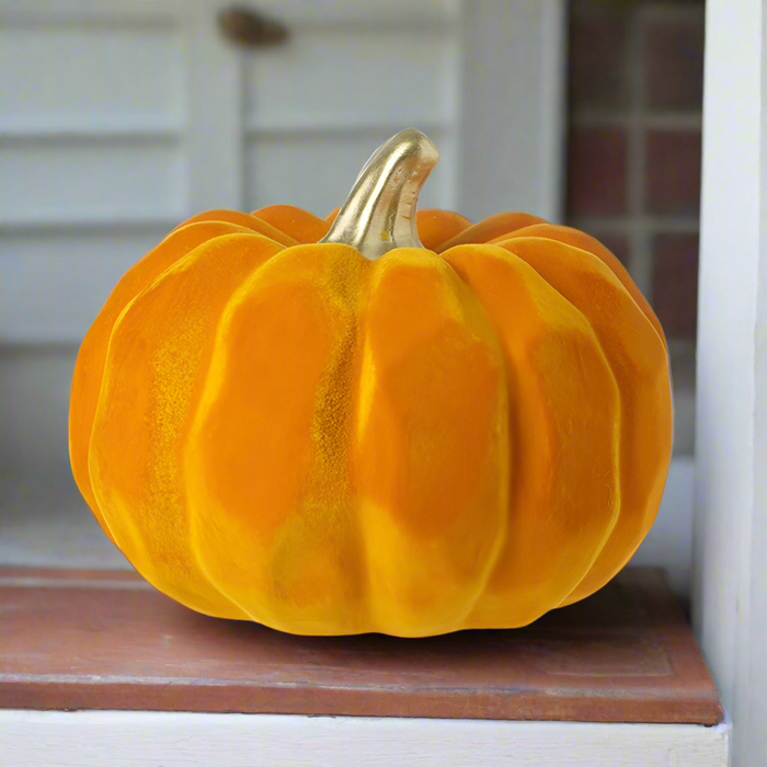 Large Orange & Gold Ceramic Pumpkin