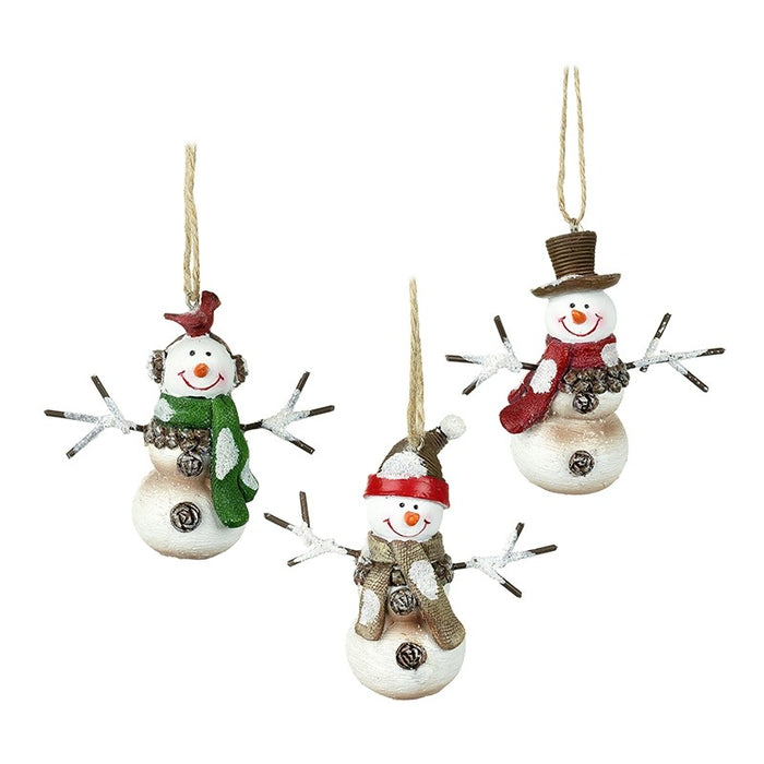 Hanging Snowmen With Hats & Earmuffs - Set of 3