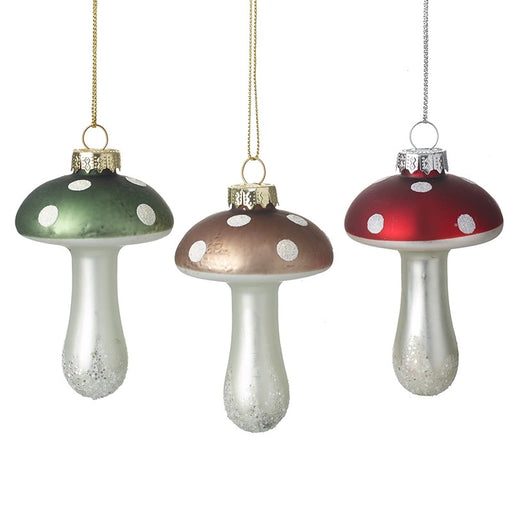 Festive Toadstools Christmas Tree Decorations - set of 3