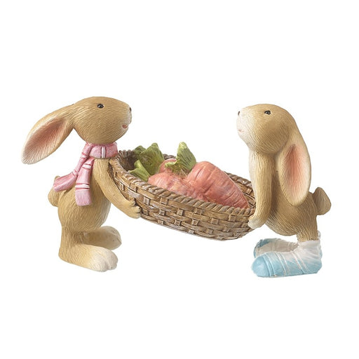 Rabbits With Basket Of Carrots