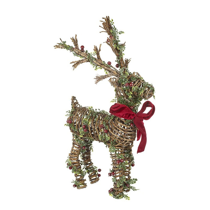 Rattan Reindeer With Red Bow